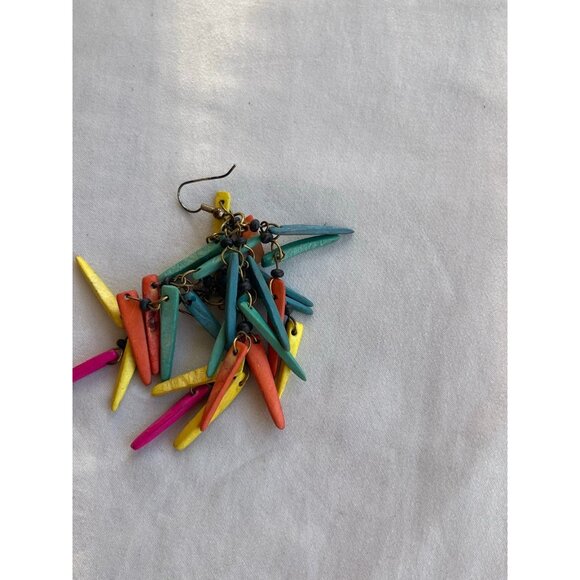 Ethnic Multicolor Boho Cord Necklace Colorful Beads Round Natural Stones 22” - Picture 7 of 16